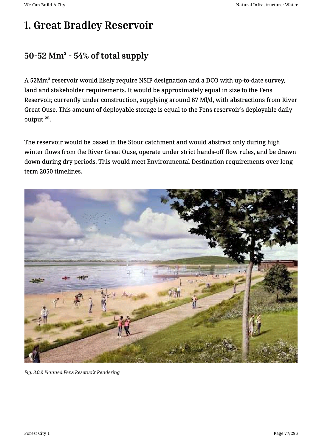 Forest City 1 report extract describing the proposed Great Bradley Reservoir.